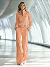 Casual White Long-Sleeved Top And Trousers Set