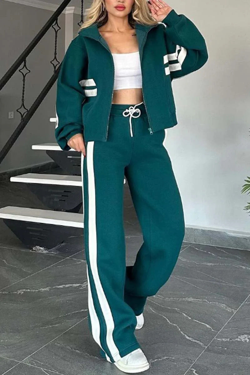 Comfortable athleisure set flatters figure