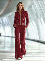 Casual White Long-Sleeved Top And Trousers Set